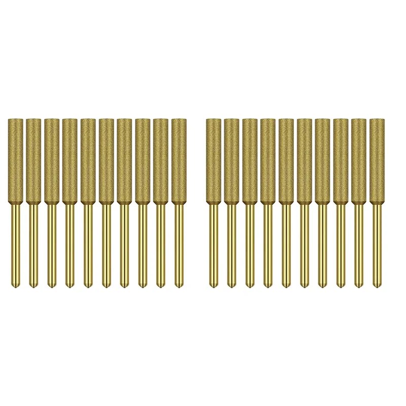 

WCS-20 Pcs Electric Chainsaw Sharpener Stone Burr Grinding Stone File,Titanium Plated Diamond Sharpening Wheels (4.0Mm)