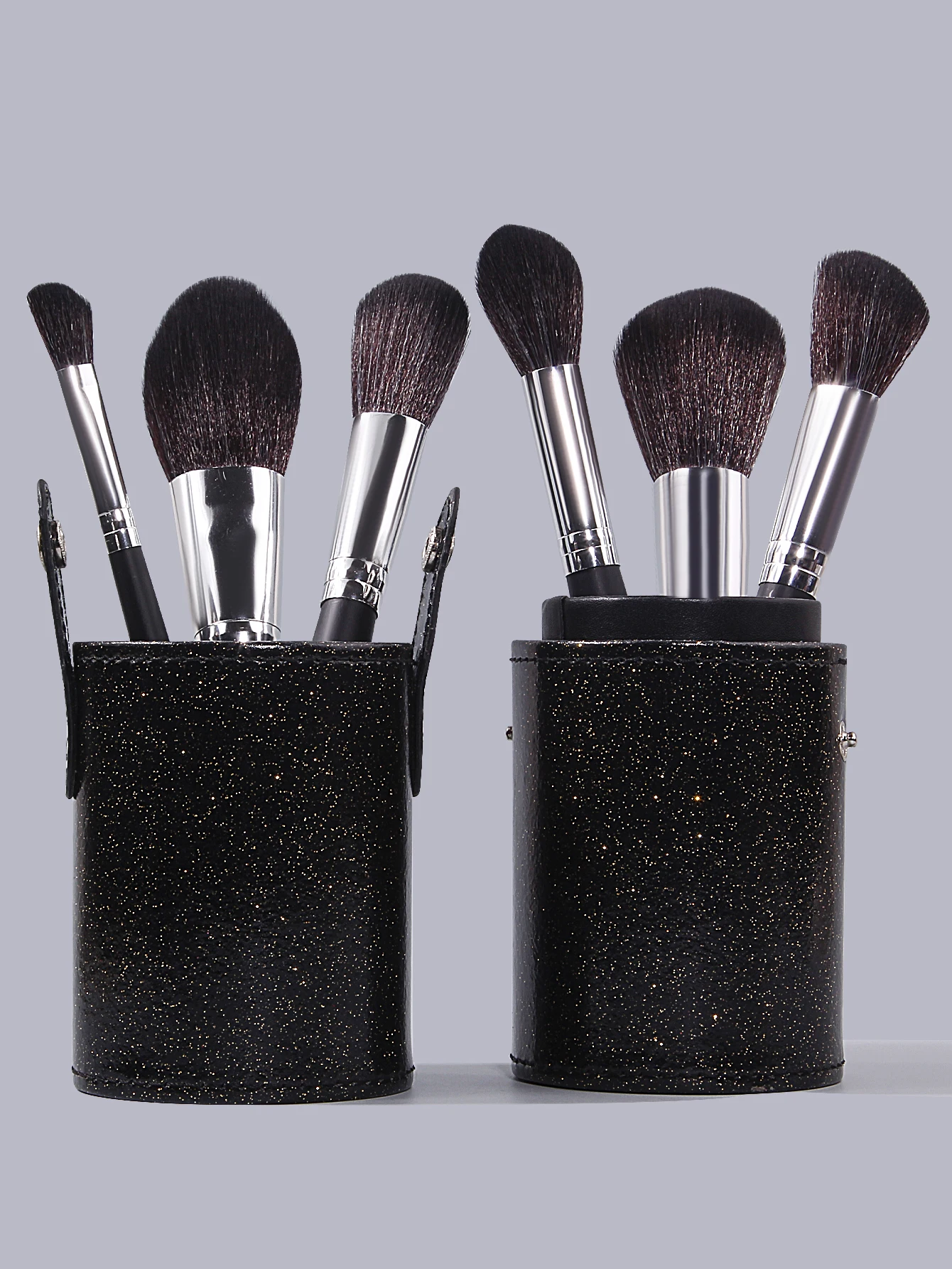 Schwarzer Aufbewahrungseimer für Make-up-Pinsel mit Deckel, staubdichter Schminktisch, Kosmetik-Aufbewahrungsbox, Lippenstift- und Lidschattenstifthalter