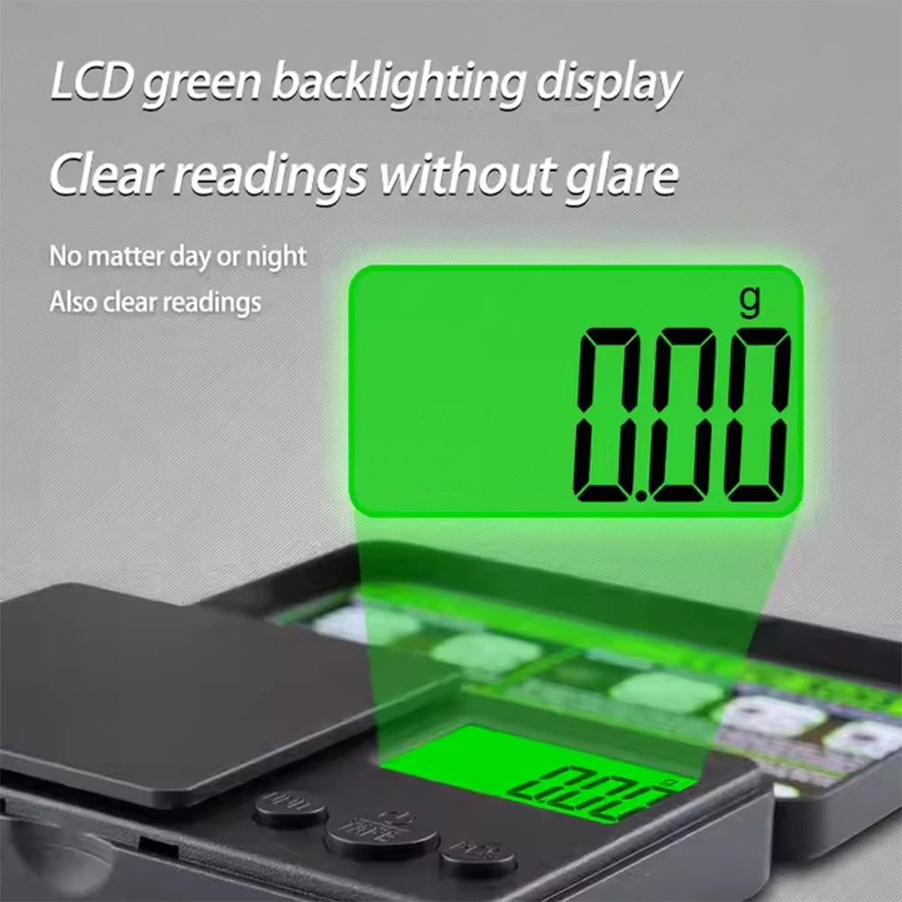 مقياس الجيب الرقمي الصغير المحمول عالي الجودة ABS الذهب وزن المجوهرات مع إضاءة خلفية LCD كبيرة أدوات وزن العلامة التجارية الجديدة