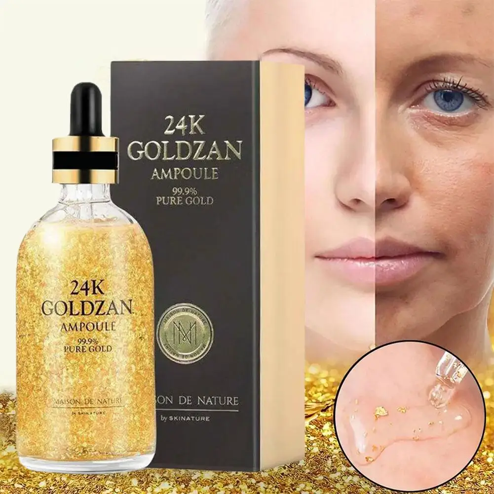 24-karatowe złote Serum do twarzy Anti-Aging ujędrniające zmniejszenie wybielania zmniejsza koreańskie pory produkty do pielęgnacji skóry S7F0