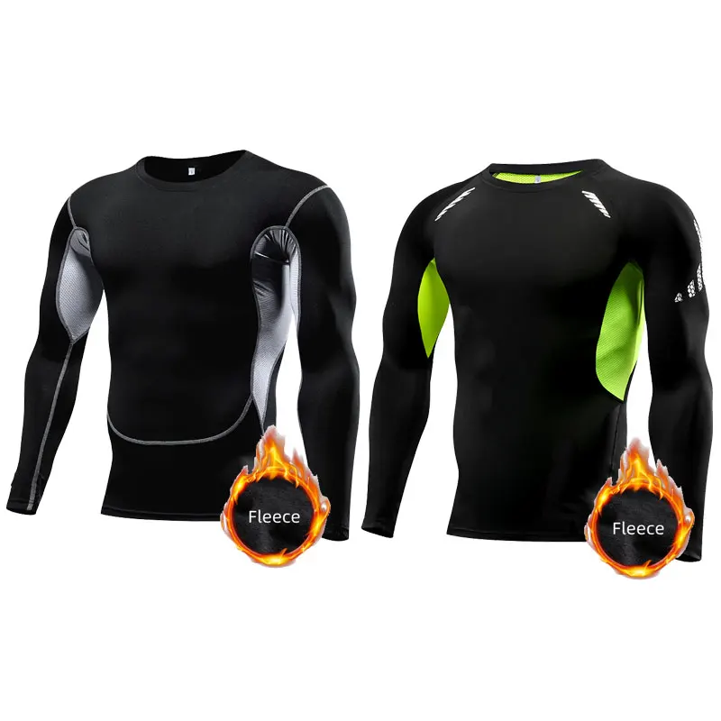 Men's Winter Compression Thermal Underwear Set Fleece Lined Skin-Fit Long Johns Double Thermal Sports for Fitness Athletic Wear