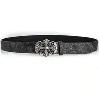 Retro Men's Belt Bohemian Style-Chic Black PU Leather Belt Fashion Vintage Hollow Buckle Belt Punk Rock Y2K Style，For Men Women - Image 5