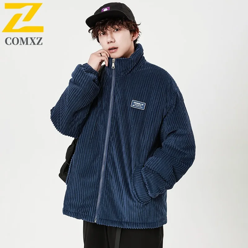 

Men's Premium Corduroy Puffer Jacket Thicken Down Alternative Coat Waterproof Windproof Vintage American Style Winter Outerwear