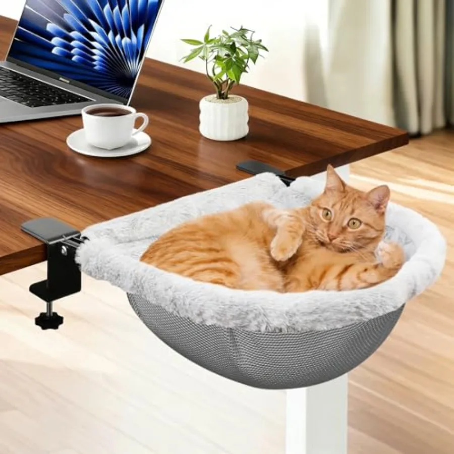 

Комфортный гамак-лежанка X-Cat для кошек на стол, 19x15 дюймов, просторное убежище с двойными зажимами и вогнутой конструкцией, с покрытием из искусственного кроличьего меха