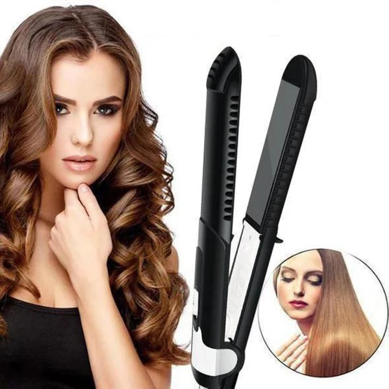 

Flat Iron Hair Straightener Straightens & Curls 2-in-1 Easy to Use with Adjustable Temp Hair Straightening Irons