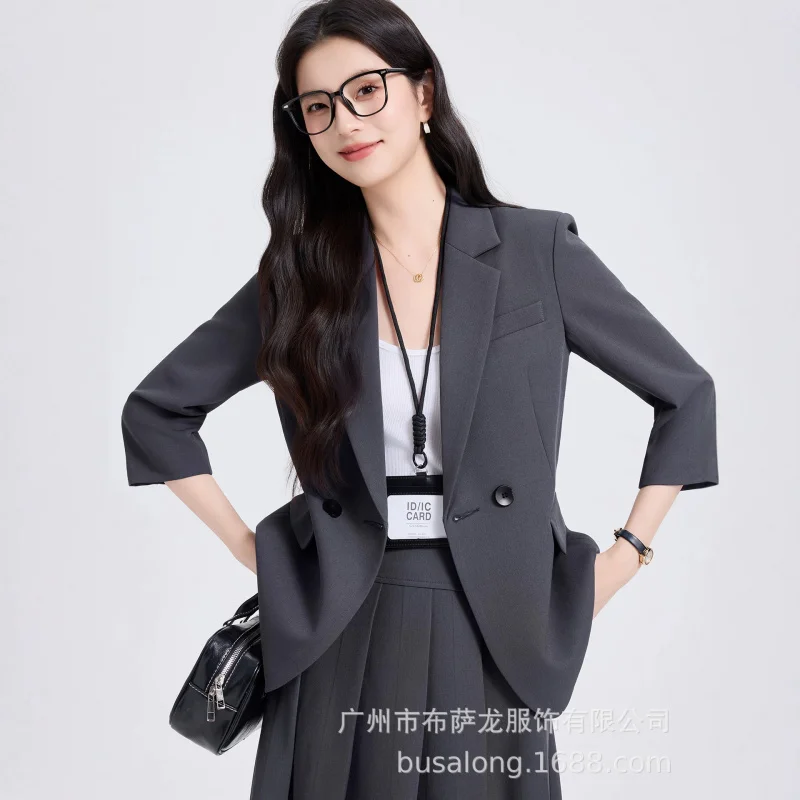 2026New stylish formal black suit for women, suitable for college students, casual workplace wear, commuting, and high-end inter