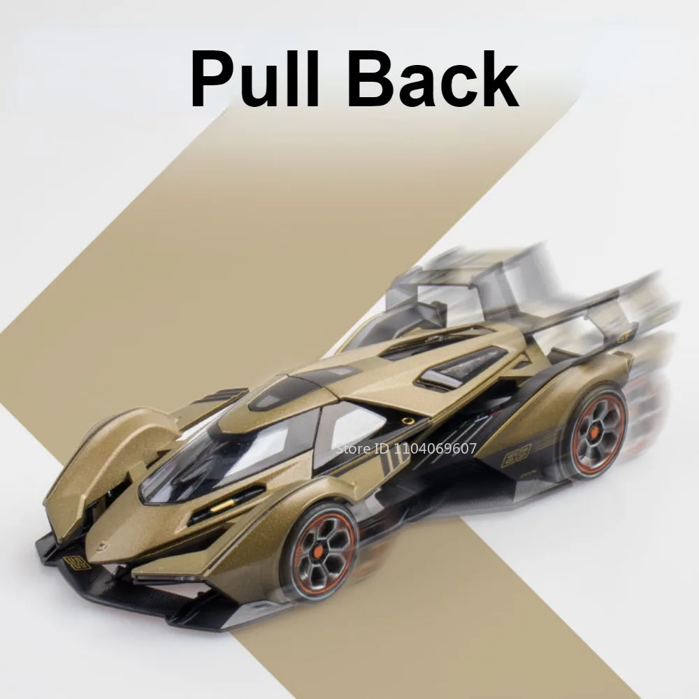 Scala 1:22 V12 GT Super Modello di Auto Giocattolo Tirare Indietro Porte Aperte Simulazione Veicolo Giocattoli Modelli Collezione Suono Luce Regalo per I Bambini