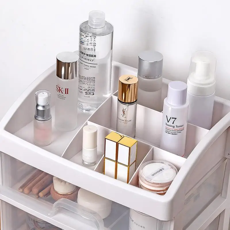 Large Capacity Cosmetic Storage Box Drawer Style Makeup Organizer Plastic Storage Solution for Lipstick Skincare Masks
