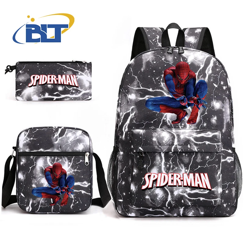 MINISO-Ensemble de cartables College Spider-Man pour enfants, sac à crayons étudiant, sac à dos initié, ensemble de trois pièces