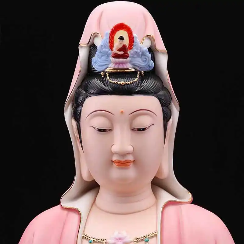 Avalokitesvara Bodhisattva statue Ceramic Guanyin statuette household ornament family home worship consecrate temple figurine