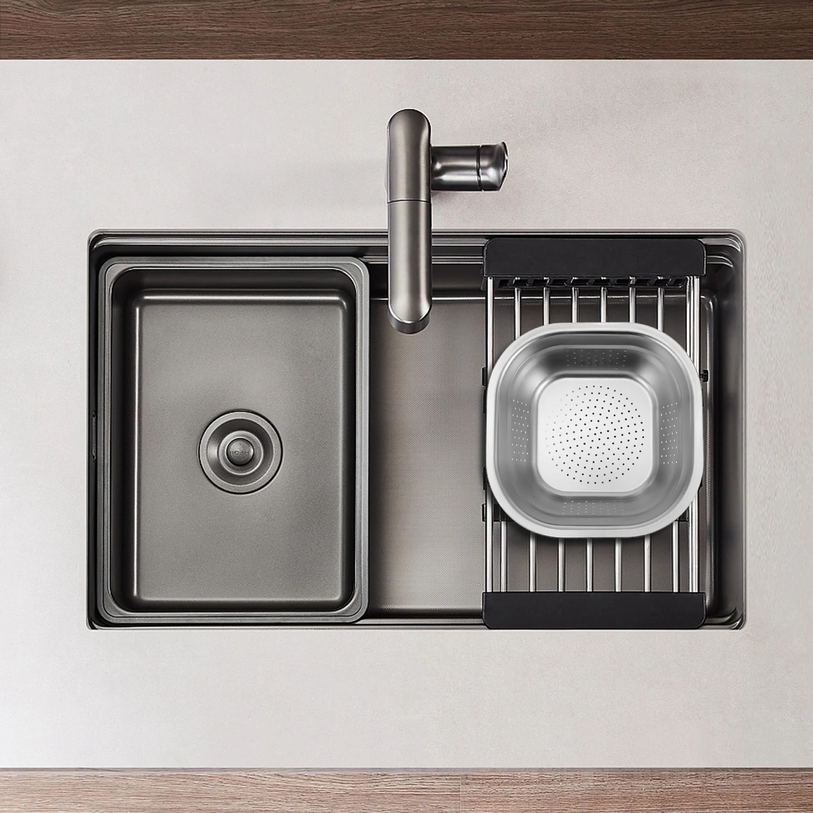 

Stainless Steel Colander Multi Functional Kitchen Tool Large Capacity Design Rust Resistant Easy Clean Vegetable Fruit