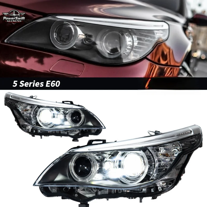 

Suitable for 03-10 BMW 5 Series E60 Headlight Assembly Old to New Angel Eye LED Low Beam Lens Light