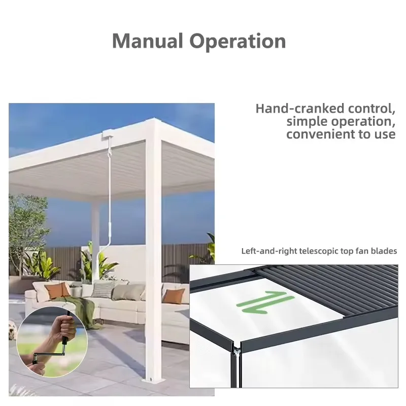 Latest Design Modern Stylish Manual Louvered Pergola For Courtyard