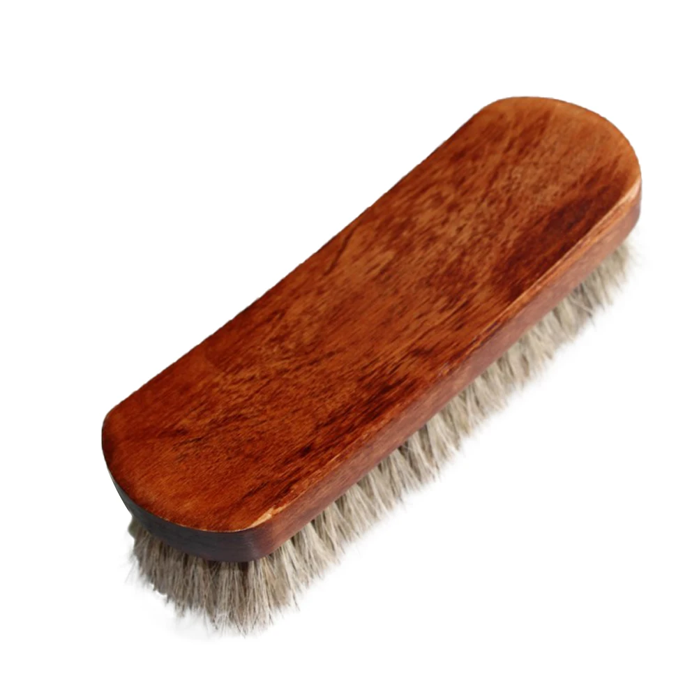 

Horse Hair Shoes Brush Wooden Handle Shoes Polishing Brush Durable Cleaning Care Accessories Dark Color
