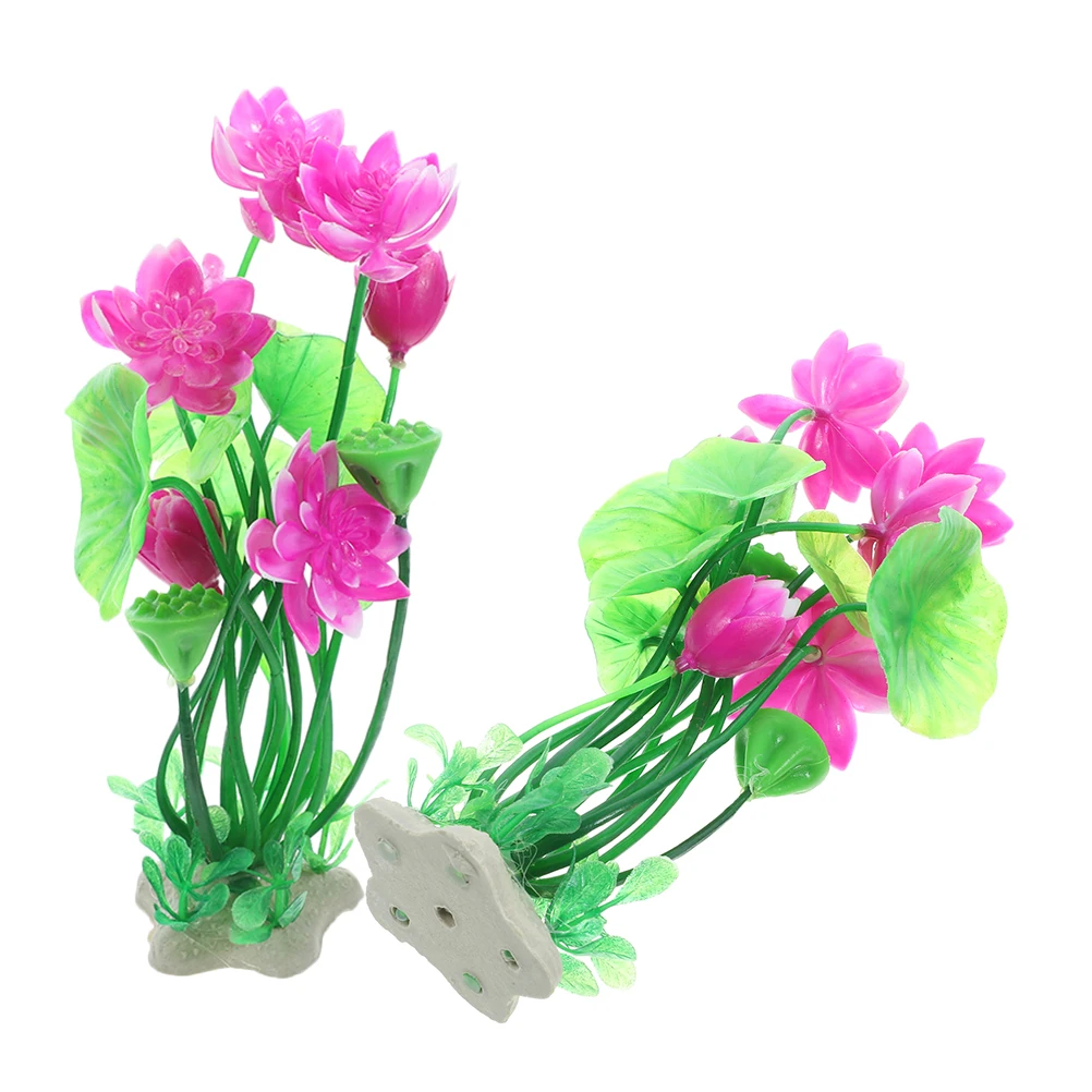 

2pcs Fake Decorations Decoration Artificial For Landscape Tank Accessories Plastic Lotus Fish Aquarium Aquatic Lotus Fish Tank