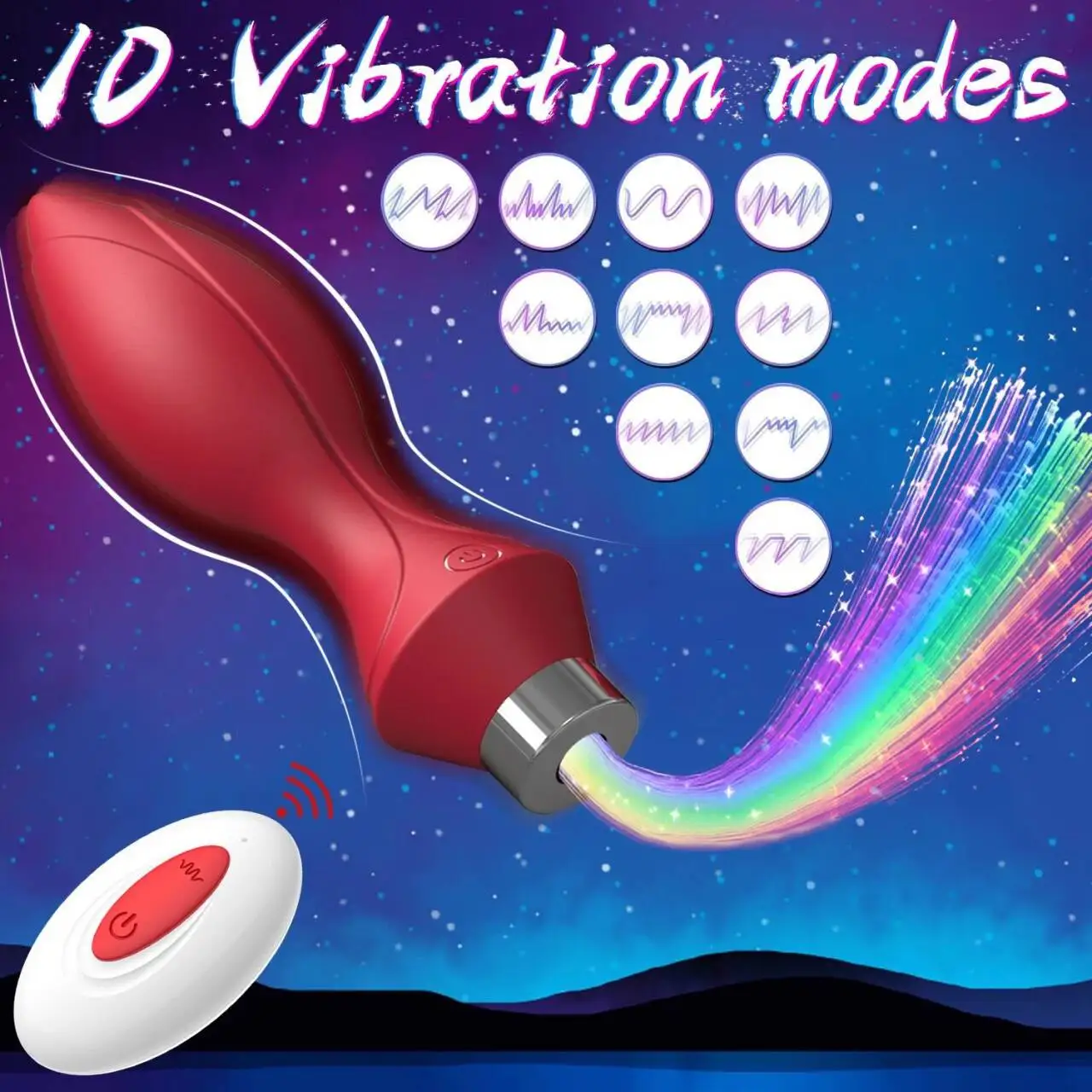 wirelesss glow remote control led luminous tail anal plug vibrator male prostate massage butt plug