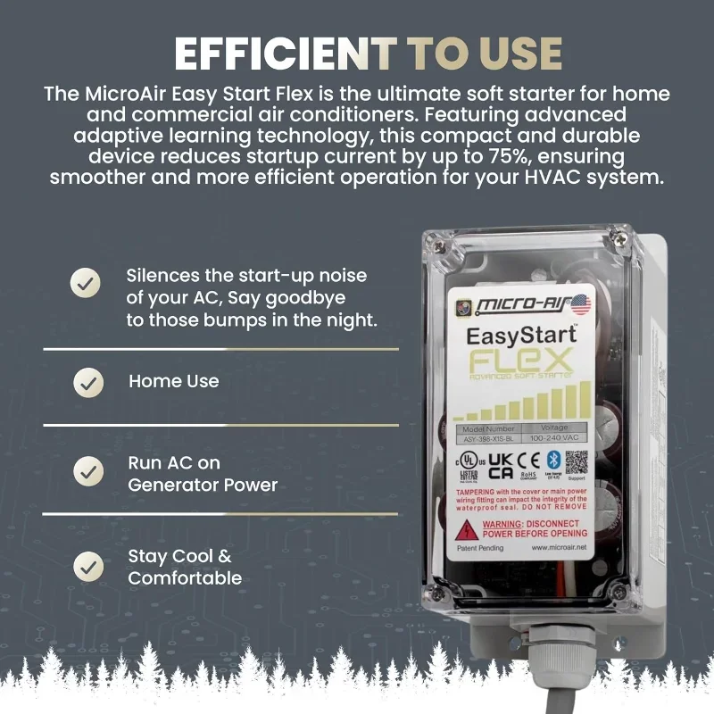 HOME.EasyStart FLEX 398 - Kit di avvio graduale Bluetooth per condizionatore d'aria domestico, camper e uso commerciale, funziona con generatori