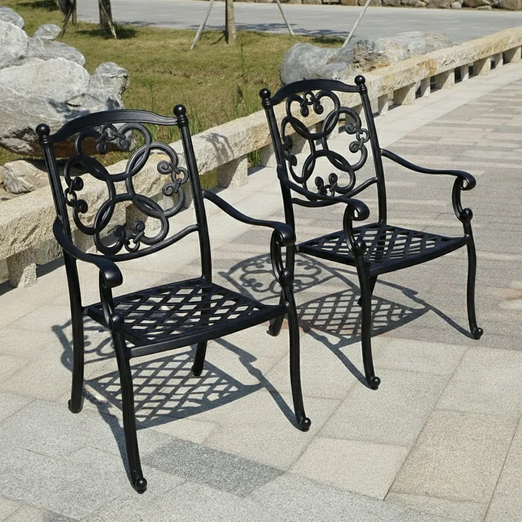 Aluminum alloy outdoor chairs, courtyards, terraces, villas, cafes, cast aluminum gardens, leisure furniture