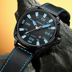 New CRRJU Mens Watches Top Brand Luxury Men's Quartz Watch Waterproof Sport Military Watches Men Leather relogio masculino