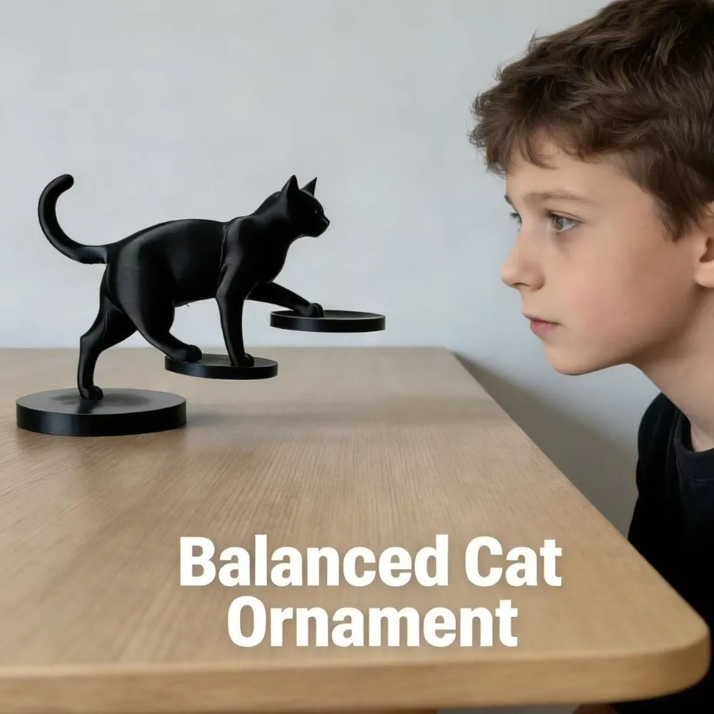 3D Printed Cat Descending Stairs Statues Unique Go Upstairs/Downstairs Nordic-Style Ornaments Cute Animal Plastic