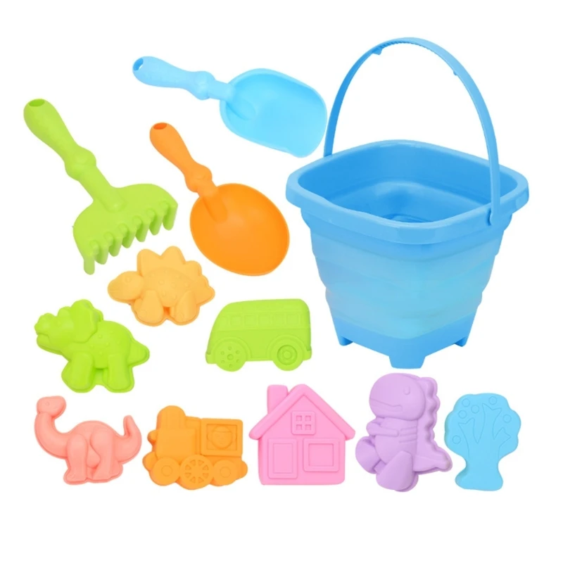 

Beach Toy Sand Play Bucket Toy with Cartoon Mold Shovel Car Sandcastles Toy Bathtub Water Play Toy Kids Educational Toy