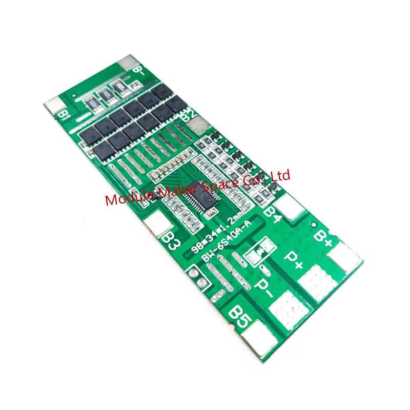 24V 6S 40A BMS 18650 Li-Ion Lithium Battery Poretect Board Solar Lighting BMS PCB With Balance For Ebike Scooter