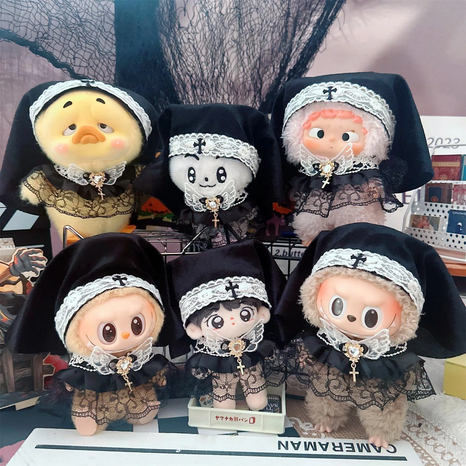 

10cm Cute Mini Plush Doll Clothes Cartoon Simulation Nun Set for Idol Doll Clothes Accessories Doll Changing Clothes Game Gifts