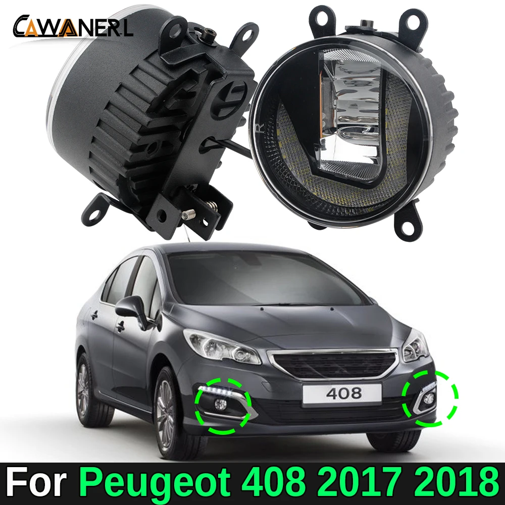 

2IN1 Function 30W Car Canbus LED Fog Light Assembly Daytime Running Lamp DRL 12V High Bright For Peugeot 408 2017 2018