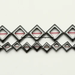 Natural Flat Hollow Square Shape Black Hematite Stone Loose Beads 8X8 13.5X13.5MM 15