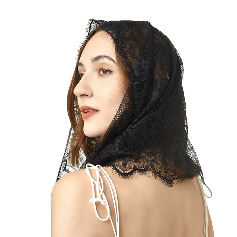 Lace Mantilla Veils สําหรับโบสถ์สวดมนต์สเปนละติน Mass คาทอลิก Chapel Veil สําหรับงานแต่งงานผู้หญิงผ้าคลุมไหล่ผ้าพันคอมุสลิมครอบคลุม