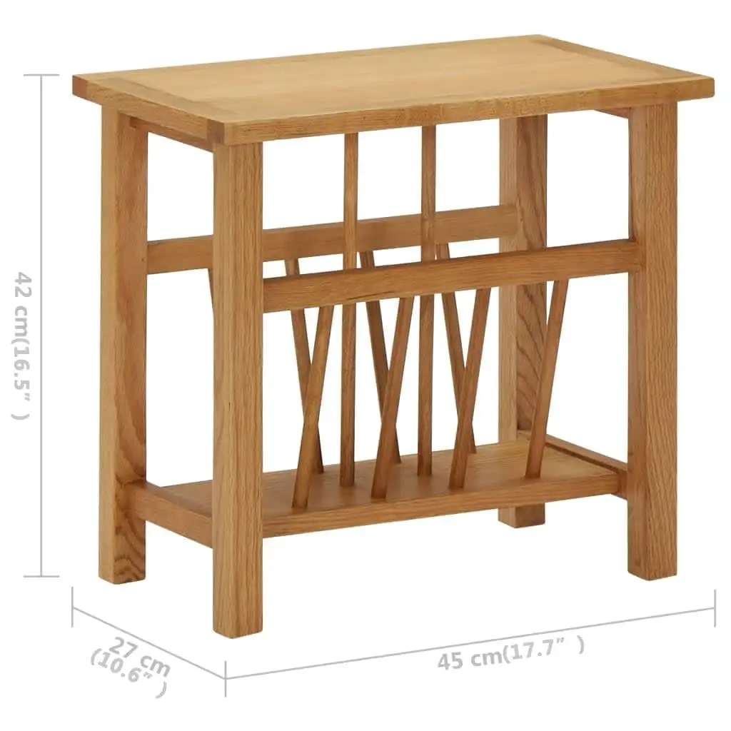 Solid Oak Wood Magazine Table - 17.7x10.6x16.5 Modern Design for Living Room Storage image 6