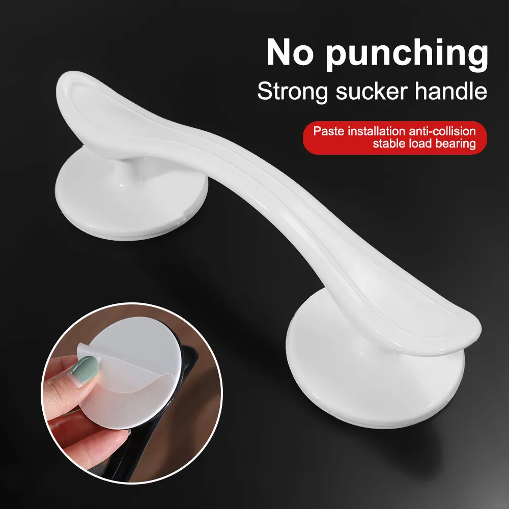 Non Punching Suction Cup Door Handle Non-slip Surface Mounted Door Punch-free Pulls Plastic Easy to install Cabinet Handle
