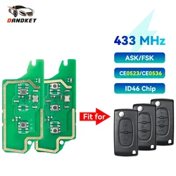 Dandkey-llave remota para coche, placa de circuito electrónico para Peugeot 207, 208, 307, 308, 408, Citroen C2, C3, C4, C5, ASK, FSK, 2, 3 botones, Chip ID46