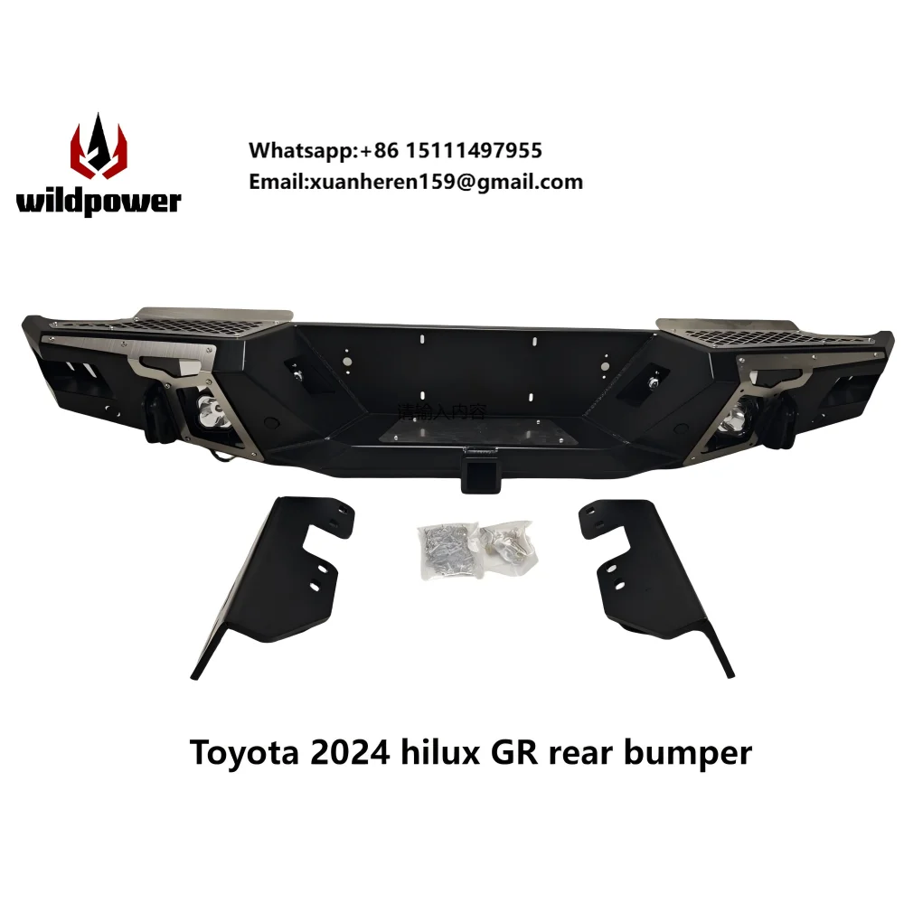 

For Toyota 2024 Hilux GR PickupWild Power High Quality New 4X4steel Bull Bar Rear Bumper Fog Light Cut-Outs