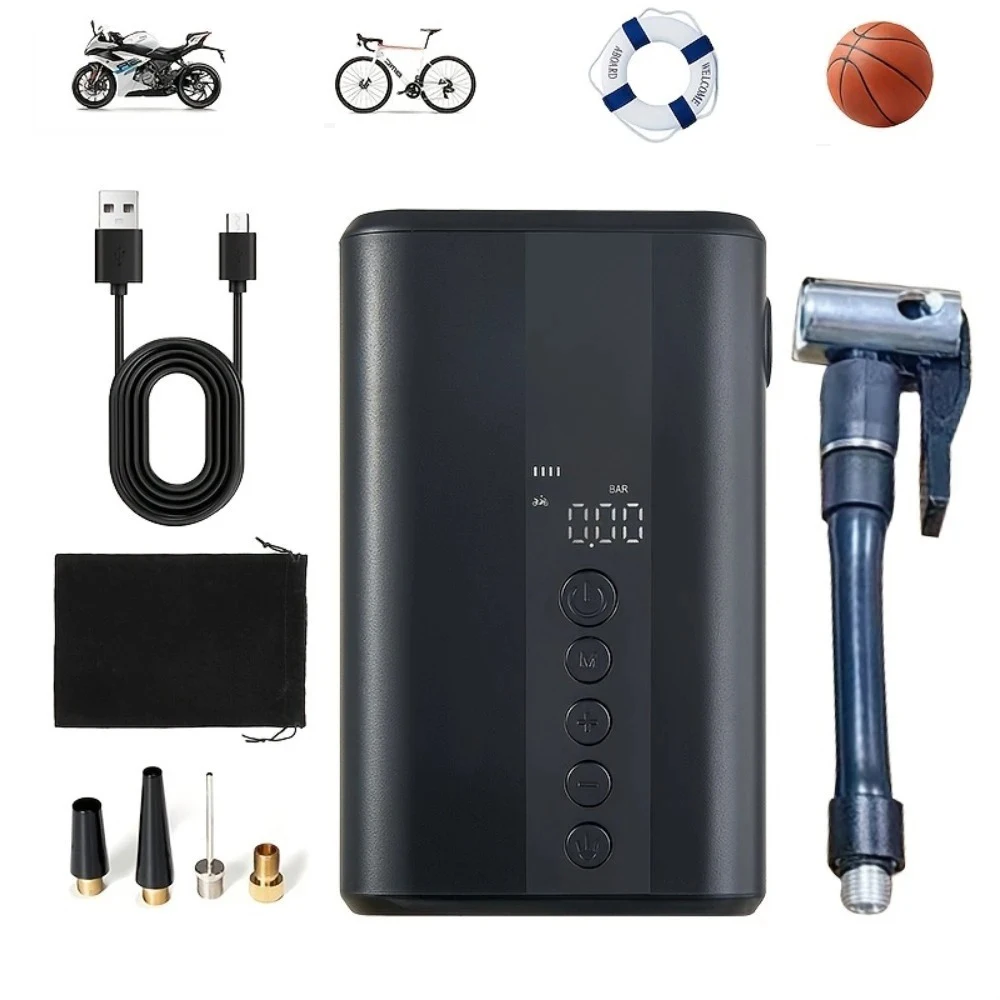 

Mini Tire Inflator Pump,130PSI Electric Cycle Air Pump Bike Tire Pump Schrader Valve for Road Bike, Motorcycle, E-Bike and Ball