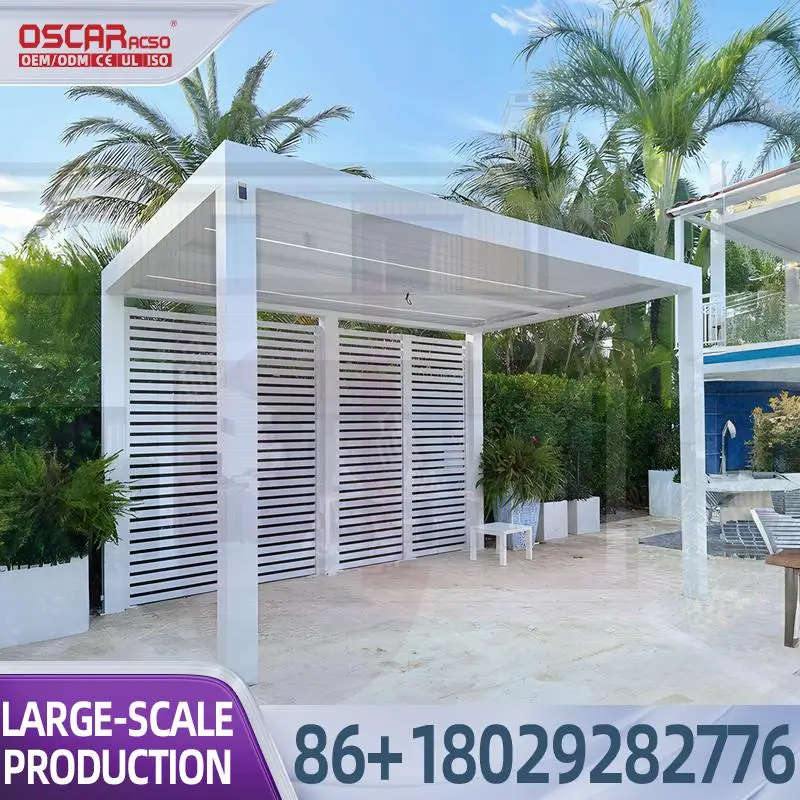 Outdoor Electric Folding Retractable Luxury Gazebo with Aluminum Alloy & PVC Fabric for Patio Garden Backyard in Europe America