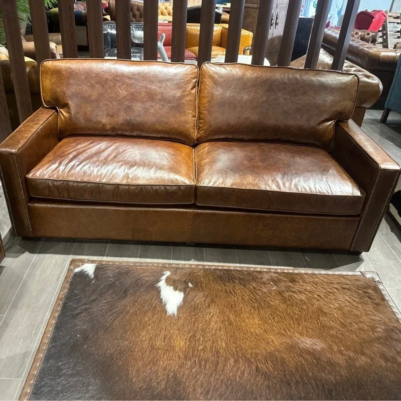 Furniture leather antique brown first layer cowhide full leather living room sofa