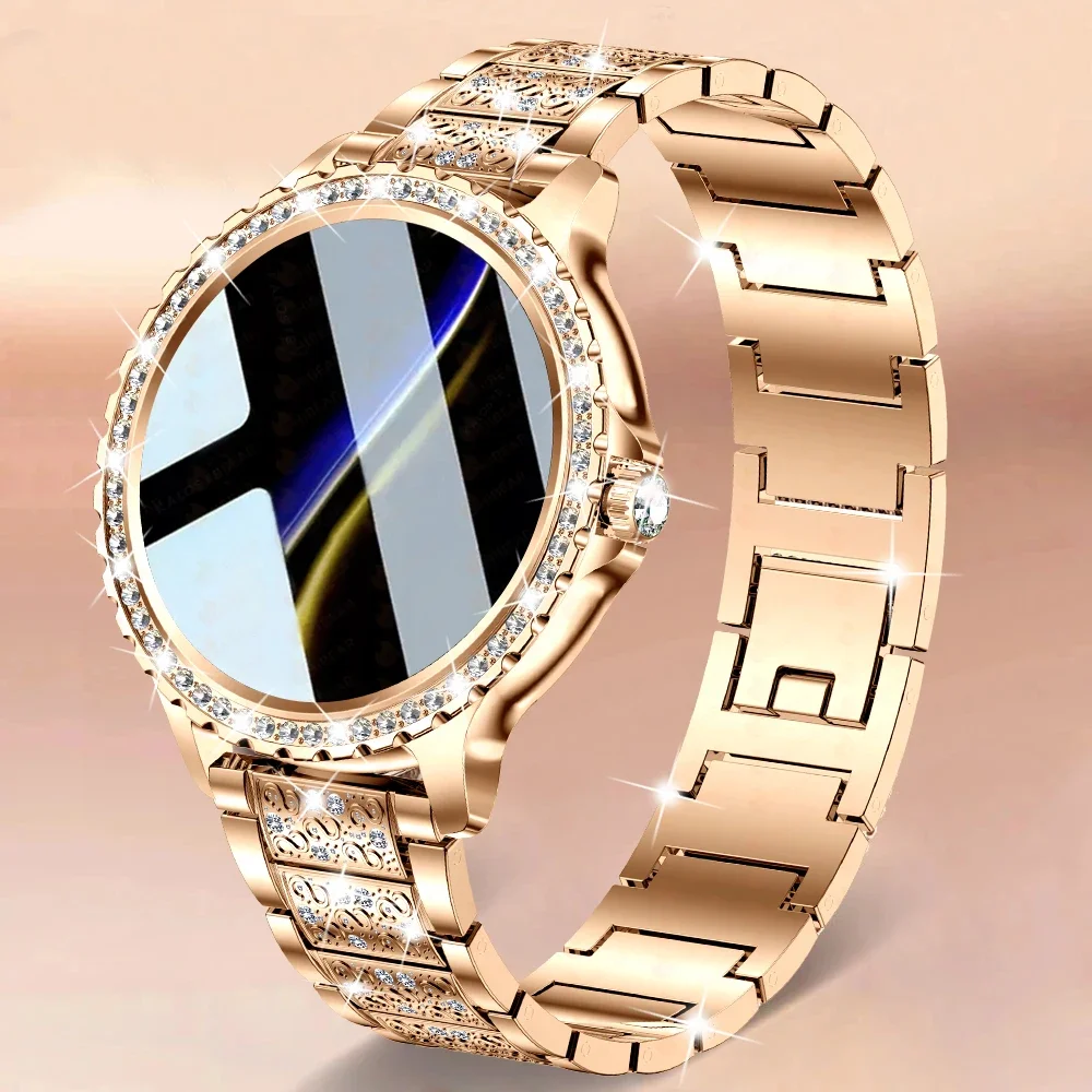 

Fashion Women Smartwatch with True Blood Oxygen, 1.32Inch 360*360 HD Screen & Diamond Bracelet, Bluetooth Call Function