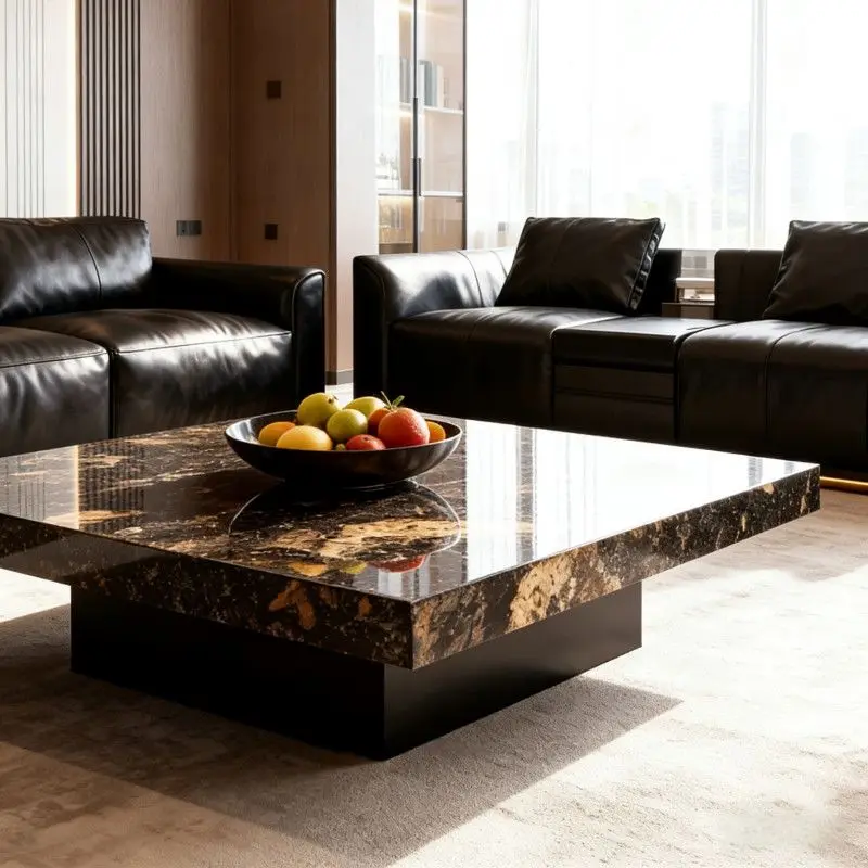 Pure natural luxury stone bright galaxy box coffee table, modern Italian home improvement living room coffee table optional