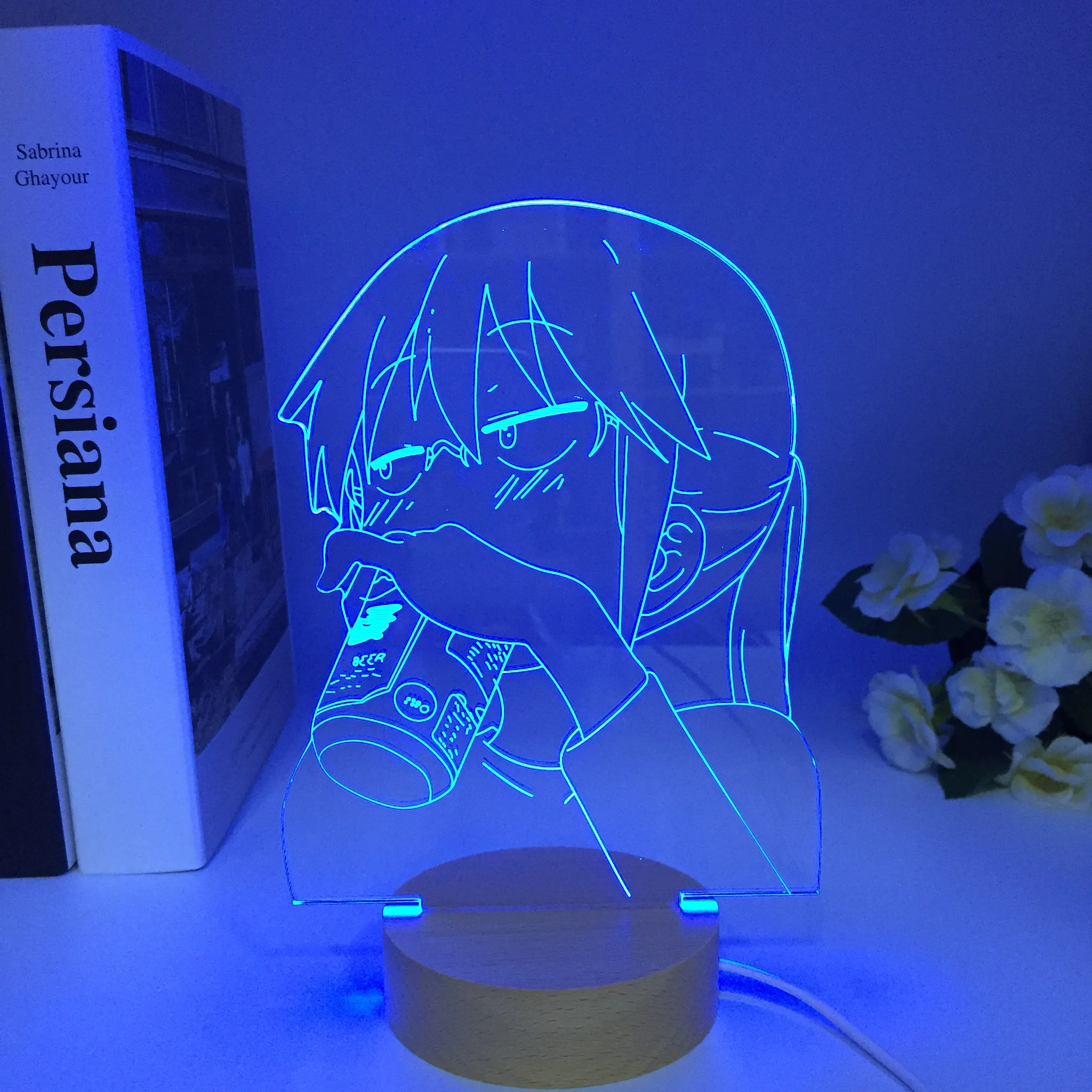 Wooden Miss Kobayashi\'s Dragon Maid Figure Kobayashi LED Night Light for Bedroom Decoration Birthday Gift Lamp Manga 3D Light