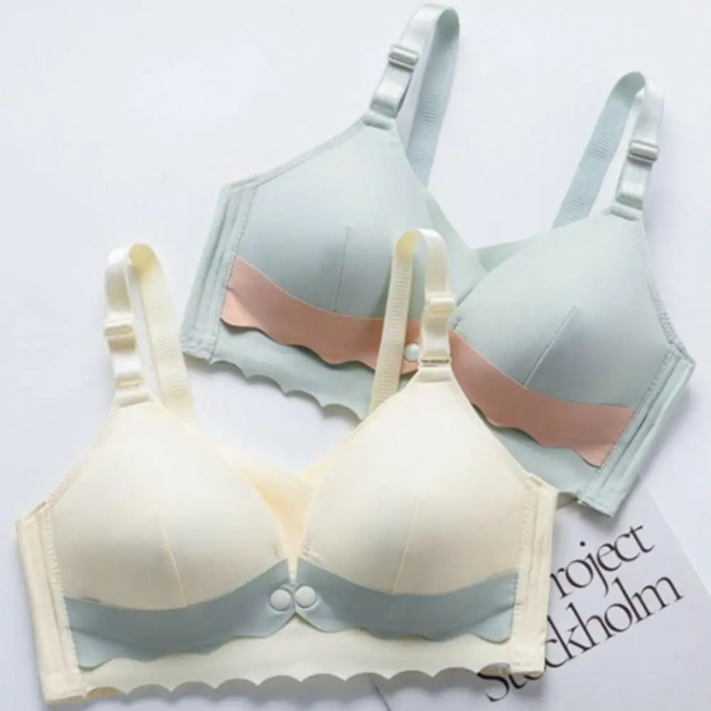 

Front Buckle Wireless Deep V Bra Close-fitting Anti-sagging Push Up Underwear Shockproof Lingerie Big Cup Brassiere