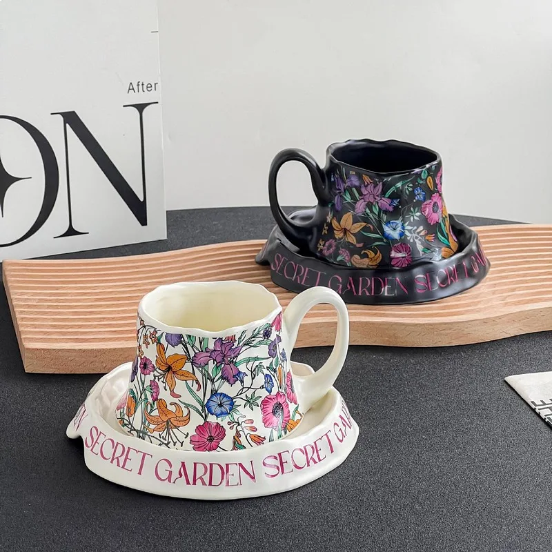 Volcano Monet Garden Vintage Floral Ceramic Coffee Mug Souvenir For Office Home Gift For Women Drinking Water Cup Porcelain