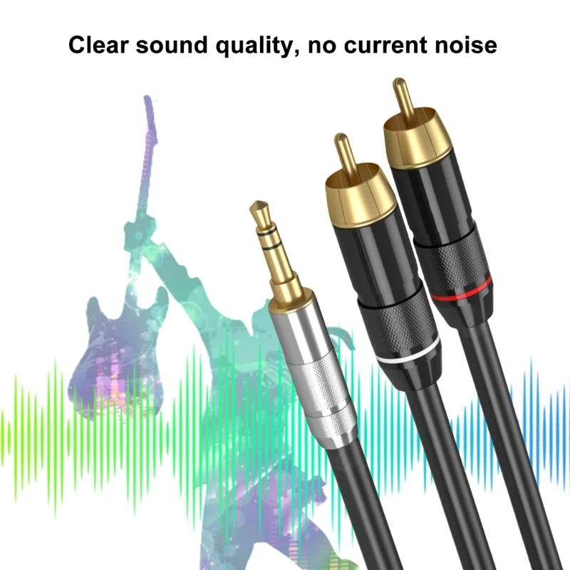 Male Cable 3.5mm to 6.35mm/2 Female Y Splitter Stereo Adapter Line Auxiliary Sound Headphone Cord Connector for Phone Speakers