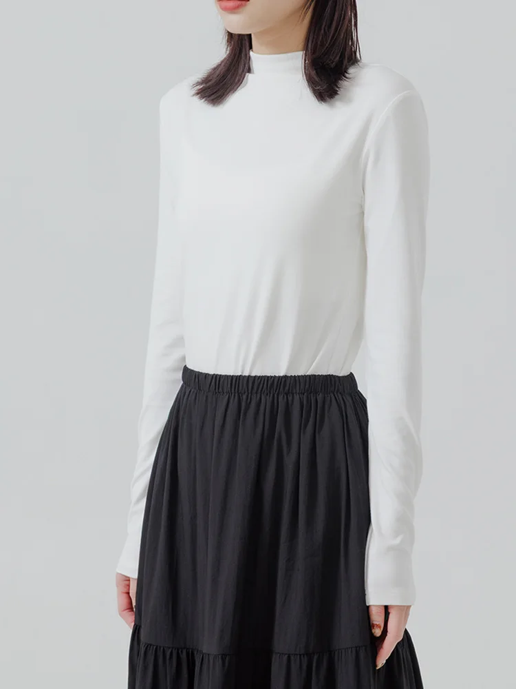 

Queenop Autumn Winter New Women's Color Long Sve Bottle Ne Fitting Top Commute Sle Polyester Fiber Knitted T-s...