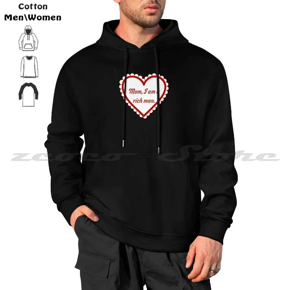 Mom  I Am A Rich Man' Red Heart Hoodies  Long Sleeve Soft Casual Sweatshirt Bimbo Nails Woman Lady Girl Himbo Y2K 2000S Bratz