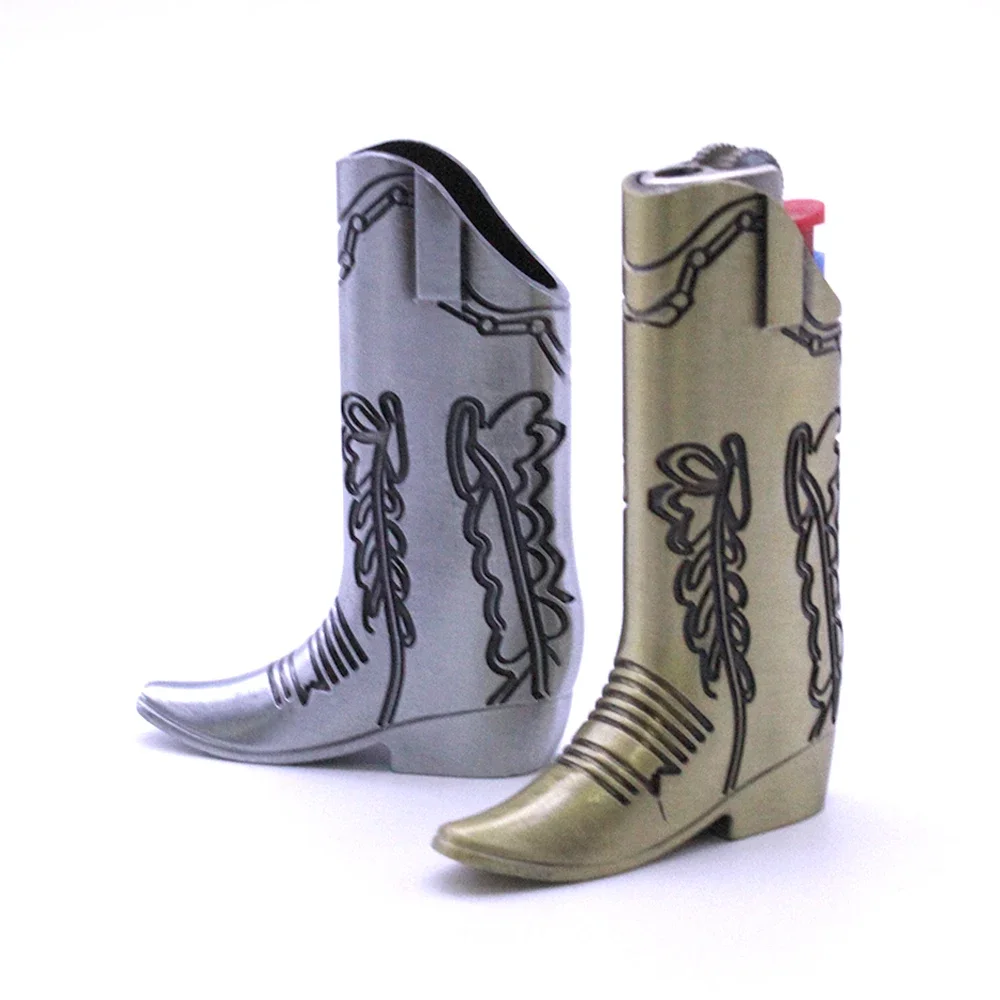 

2025 Retro Metal Western Cowboy Boots Lighter Case Decorative Cover for BIC Mini J5/J6 Lighter