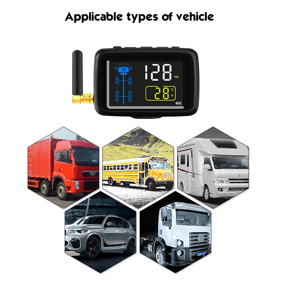 Real-time External Sensor 6-8-10-12-14-16-18-26 Wheels Tire Pressure Monitoring System Power Trailer Bus Truck TPMS