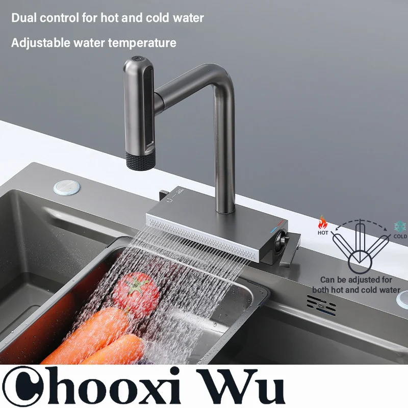 Raindrop Waterfall Kitchen Faucet Sink Faucet Multifunctional Rotary Faucet