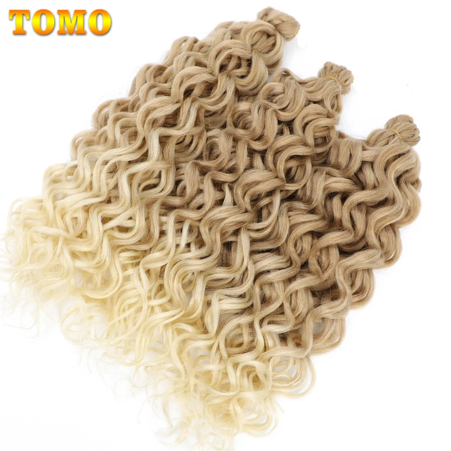 TOMO 18 24Inch Long Water Wavy Synthetic Crochet Hair Ombre Hawaii Afro Curls Braiding Hair Extensions For Women Ocean Wave Hair