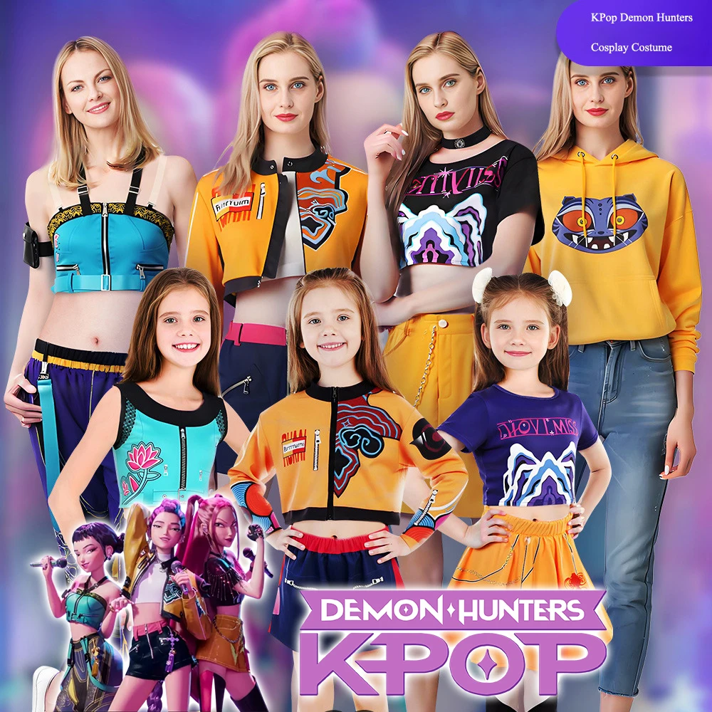

Детский костюм для косплея в стиле аниме для девочек Rumi Zoey Mira, костюм Huntr/X Idol, сценический костюм, одежда на Хэллоуин, подарки на день рождения